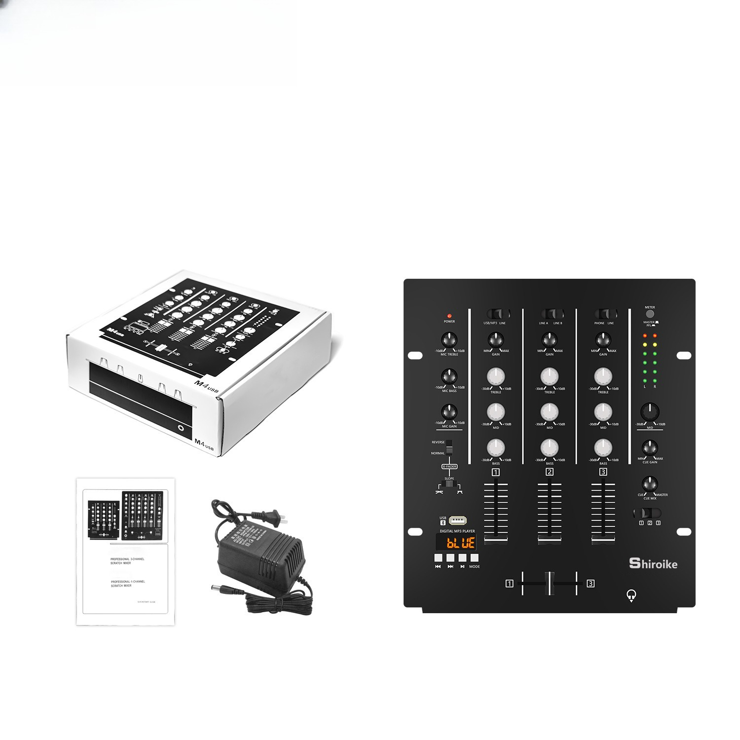 Audio Interface Usb - Mezclador de DJ de 4 Canales,