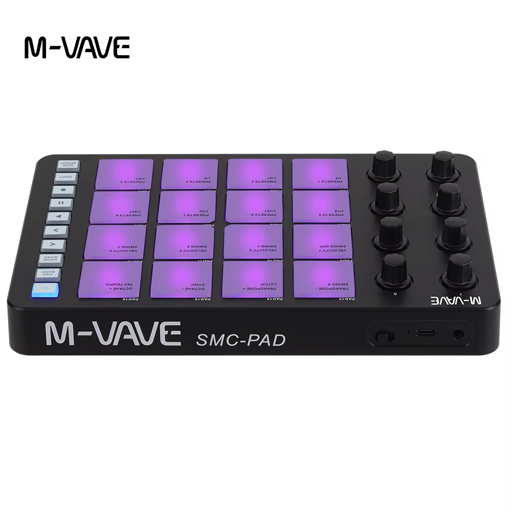 Midi Controller Pad - Controlador MIDI M-VAVE SMC-PAD Negro, 16