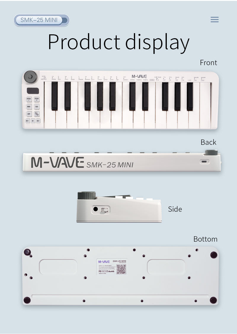 M-VAVE-Mini Teclado MIDI Recar - Midi Controller Pad reseña y precio