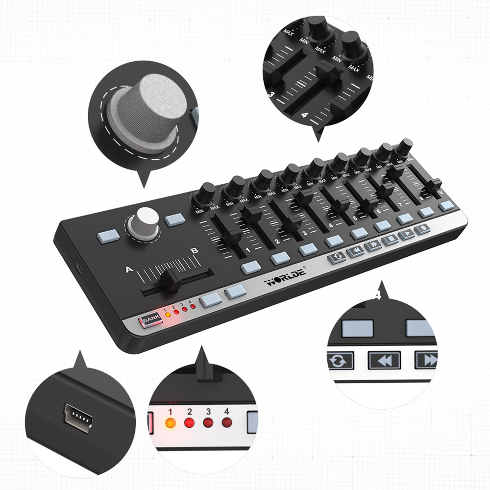 Worlde-controlador MIDI EasyCo - Midi Controller Pad reseña y precio